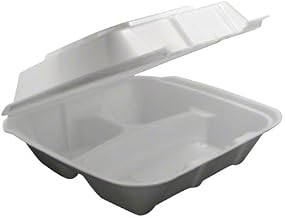 Ecopax U-Vent 3 Compartment Foam Take Out Container, RE883, 8" x 8" x 3" | 200/Case