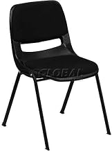 Ergonomic Shell Stack Chair W/Padded Seat & Back, Black, Plastic - Lot of 4