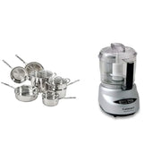 Cuisinart 11-Piece / Cookware + Processor / Silver Kitchen & Dining