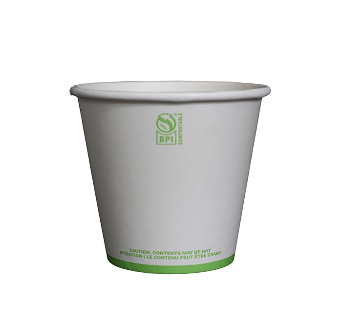 White Compostable Squat Paper Hot Cup by KITCH24/7 – 8.0 fluid_ounces, Paper, White, Pack of 1000, Model KC-SC08-90W