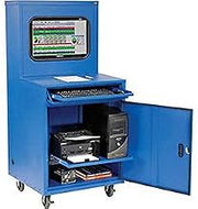 Global Industrial Deluxe LCD Industrial Computer Cabinet, Blue, Unassembled