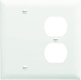 Legrand Pass & Seymour TP138W Trademaster Mid-Size Unbreakable Nylon Wall Plate, 2 Gang, Combination One Blank Box Mount and One Duplex Outlet Cover, White (1 Count)