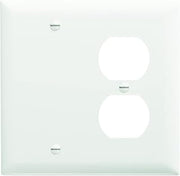 Legrand Pass & Seymour TP138W Trademaster Mid-Size Unbreakable Nylon Wall Plate, 2 Gang, Combination One Blank Box Mount and One Duplex Outlet Cover, White (1 Count)