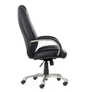 Saddle Stitched High Back Office Chair by Global Industrial – Leather, Black, Model 1609BPUE-BLACK