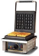 Equipex GES20 Single Cast Iron Plate Waffle Maker with Liege Pattern Plate, Stainless Steel, 120v, NSF