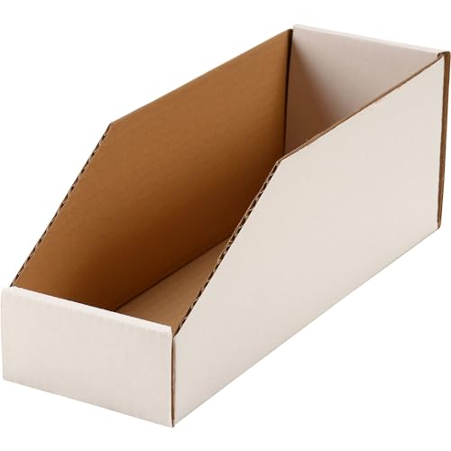 Open Top Corrugated Bin Box by Global Industrial – 4"W x 12"D x 4-1/2"H, 200#/ECT-32-B Corrugated, White, Pack of 50, Model COT4124
