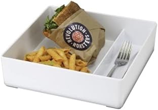 CAL-MIL 22309-15 White Melamine BENTO Box 10" x 10" x 2 3/4" with 2 COMPARTMENTS.
