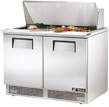 TRUE TFP-48-18M Mega Top Refrigerated Sandwich Prep Unit, 48" W, Two Doors, (18) 1/6 Size Pans