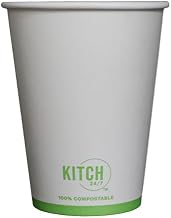 KITCH24/7 White Compostable Paper Hot Cup, 12 Ounce - 1000 per case