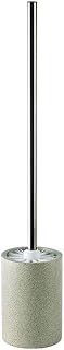 Compact Size Sandstone Toilet Brush Holder with Removable Stainless Steel Long Handle Floor Standing Splash-Proof