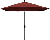 California Umbrella 11' Round Aluminum Market Umbrella, Crank Lift, Collar Tilt, Bronze Pole, Sunbrella Henna
