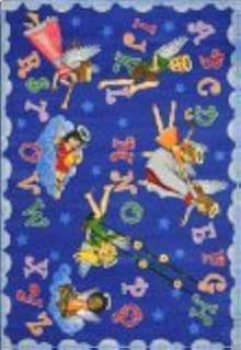Joy Carpets Kid Essentials Inspirational Angel Alphabet Area Rug, Multicolored, 13'2" Round