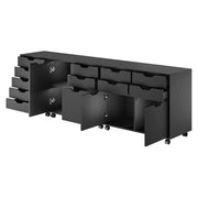Winsome Black / 3 Doors, 12 Drawers / Transitional Storage Cabinets