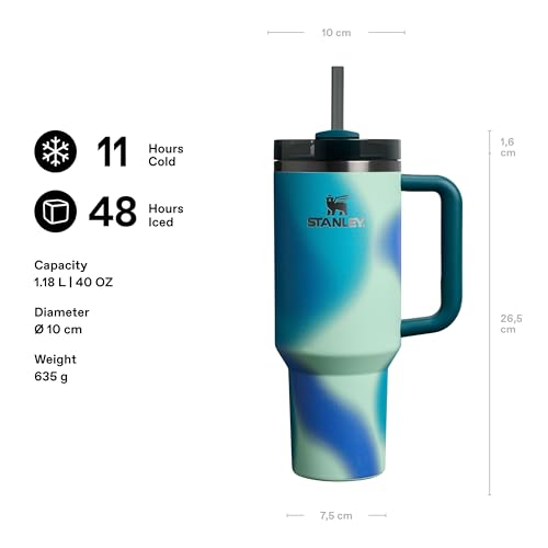 STANLEY Turquoise Pattern (Coastal Teal) / 40 Ounces / Quencher H2.0 FlowState Tumbler Tumblers