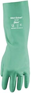 SHOWA Best Glove 737-08 Nitri-Solve Gloves, 22 mil Thickness, 15" Length, Medium, Light Green (Pack of 72)
