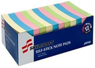 AbilityOne 5058426 Skilcraft Self-Stick Plain Note Pad, Assorted Pastel, 2" x 3"