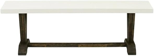 Furnifact Wooden Dining Bench with V-Style Base, Wood Bench Seat for Dining Table, Bedroom Bench or Entryway Bench and Indoor Use, White