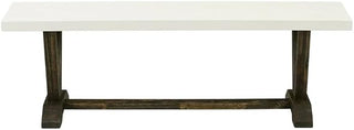 Furnifact Wooden Dining Bench with V-Style Base, Wood Bench Seat for Dining Table, Bedroom Bench or Entryway Bench and Indoor Use, White