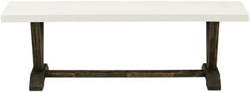 Furnifact Wooden Dining Bench with V-Style Base, Wood Bench Seat for Dining Table, Bedroom Bench or Entryway Bench and Indoor Use, White