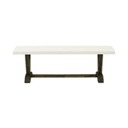 Wooden Dining Bench with V-Style Base by Furnifact – Wood, White