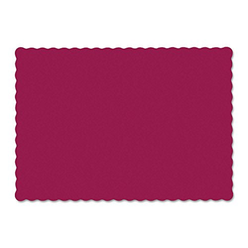 310524 10quot; x 14quot; Scalloped Edge Burgundy Colored Paper Placemat 1000/Case by Hoffmaster – 9.5" Length x 13.5" Width, Paper, Red, Model HFM310524