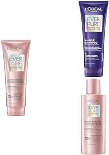L'Oréal Paris EverPure Bonding Conditioner, 6.8 Oz + Brass Toning Purple Shampoo, 6.8 Oz + Bond Repair Pre-Treatment, 5.1 Oz