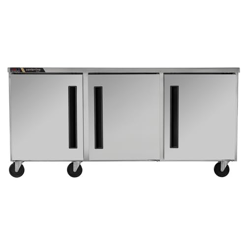 CLUC-72R 72" 3-Section Undercounter Refrigerator - (1) Left Hinged (2) Right Hinged Solid Doors by Traulsen – (3) Solid Doors, 18.8 cubic_feet, Silver, Model CLUC-72R-SD-LRR