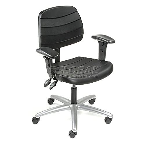 Deluxe Ergonomic Chair with Armrests by Global Industrial – Polyurethane, Black, Model 250611