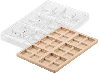Silikomart Kit Blocco-T Clear Tritan-Plastic Chocolate Mold with 6 Square Tablet Cavities, 75mm x 75mm x 16mm High, Plus Silicone Mold with 6 Smaller Cavities for Fillings