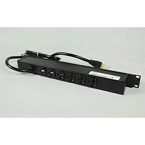 Rackmount, 125V, 20A, 20" L, 6 Outlets by Wiremold – 19"L x 1.75"W x 2.75"H, Steel, Black, Model J06B2B20X*
