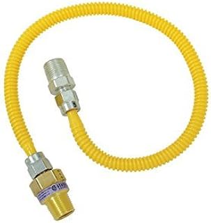 BrassCraft Gas Connector Coated Stainless Steel 48 " 1/2 " Mip X 1/2 " Mip 1/4 " Id. Use With Dryer/