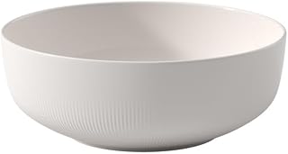 Villeroy & Boch Afina Gourmet Medium Serving Bowl, Premium Porcelain, Made in Germany, Dishwasher and Microwave Safe, 9.5 x 9.5x 3.5 in, Stackable, White | White premium porcelain serving bowl, made in Germany, dishwasher and microwave safe, brings soups and salads together