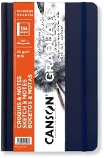 Pack of 5 Canson® Graduate Sketch & Notes 90 g/m² 90 g/m² Graduate Sketch & Notes Paper 92 Sheets Dark Blue Cover