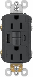 Legrand Pass & Seymour Radiant 15 Amp GFCI Wall Power Outlet with 2.0 Amp USB Charger, Nickel