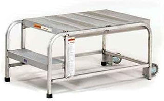 EGA A001 Mobile Aluminum Work Platform 2-Step, Ribbed, 300Lb. Capacity