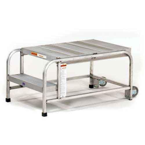 EGA Mobile Aluminum Work Platform 2-Step by EGA Products – 56"L x 27"W x 20"H, Aluminum, Mill, Model A001