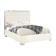 Starlight Canyon Home Fully Upholstered Platform Bed, Button-Tufted Velvet Queen Bed Frame with Headboard and Footboard for Bedroom, White Velvet - image 2