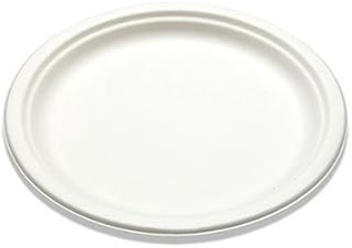 Vegware Compostable 10" Molded Fiber Paper Plates, Case of 500, Disposable, White Reclaimed Sugarcane Fiber, Bagasse, Round, Tree-Free, Stronger Than Paper and Styrofoam
