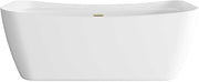 Elegant Kitchen And Bath 67" Soaking Bathtub In Glossy White With Brushed Gold