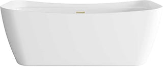 Elegant Kitchen And Bath 67" Soaking Bathtub In Glossy White With Brushed Gold