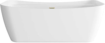 Elegant Kitchen And Bath 67" Soaking Bathtub In Glossy White With Brushed Gold