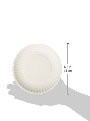 AJM AJMPP6GRE Green Label Paper Plates – Microwavable, 6" Diameter, White - 100 Count (Pack of 10)