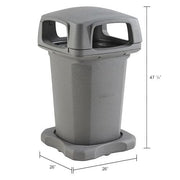 Outdoor Trash Can with Hinged Lid by Global Industrial – 60.0 gallons, Plastic, Gray, Model 732315