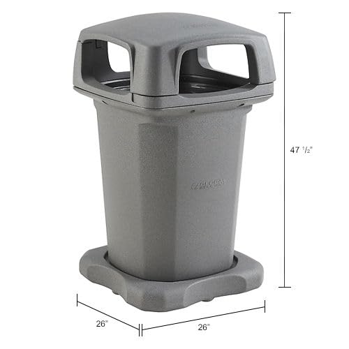 Outdoor Trash Can with Hinged Lid by Global Industrial – 60.0 gallons, Plastic, Gray, Model 732315