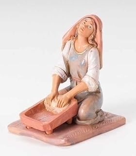 Fontanini by Roman Inc., Ruth The Breadmaker, 5" Village Collection, Nativity Figure and Accessories, Hand Sculpted and Painted