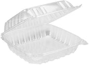 Dart Solo Dart 8" x 8"x 3" Clear Plastic Hinged Food Take-Out Container 1-Compartment (Pack of 100)