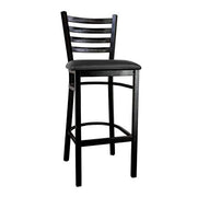 METAL LADDER BACK BAR HEIGHT CHAIR WITH BLACK FINISH AND BLACK VINYL SEAT by Omcan – Black, Model 44397