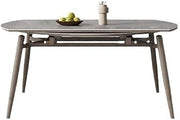 Mesa De Jantar Nordic Solid Wood Dining Table Home Retractable Folding Rock Plate Modern Simple Variable Round Diner Table(1.5m)