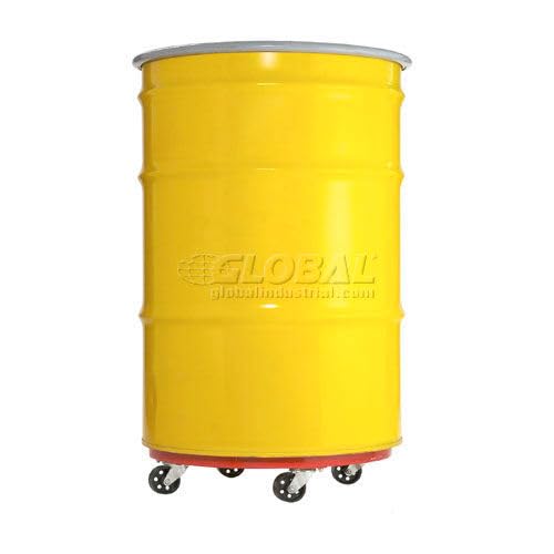Steel Drum Dolly for 30 Gallon Drum by Global Industrial – 19"L x 19"W x 3"H, Alloy Steel, Orange, Model 101323