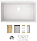 Elkay Quartz Classic 33"x22"x9-1/2" Single Bowl Undermount Workstation Sink-White